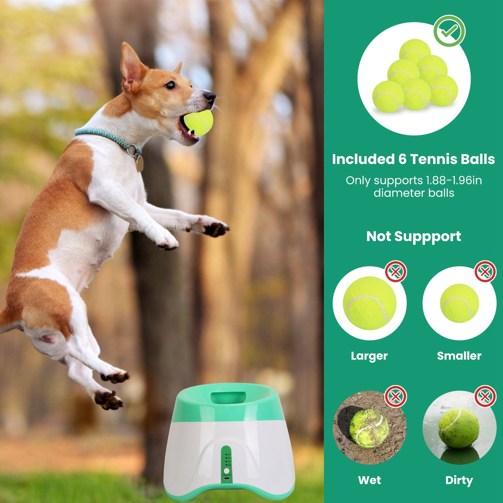 1Pc Automatic Dog Ball Launcher Toy Included 6 Tennis Balls Dog With 3 Adjustable Launch Distance Interactive Ball