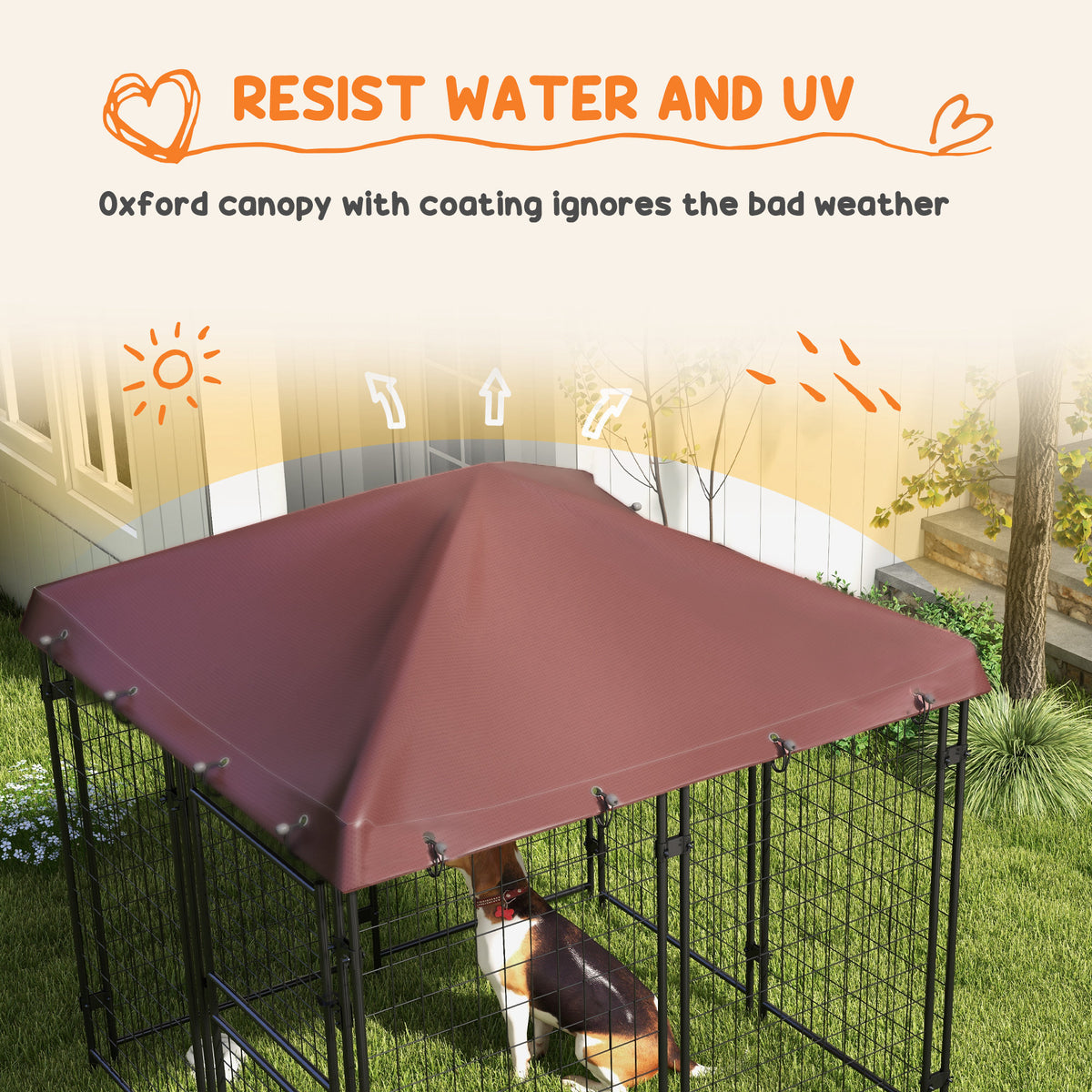 Outdoor Dog Kennel with Waterproof Canopy for Comfort – view 8