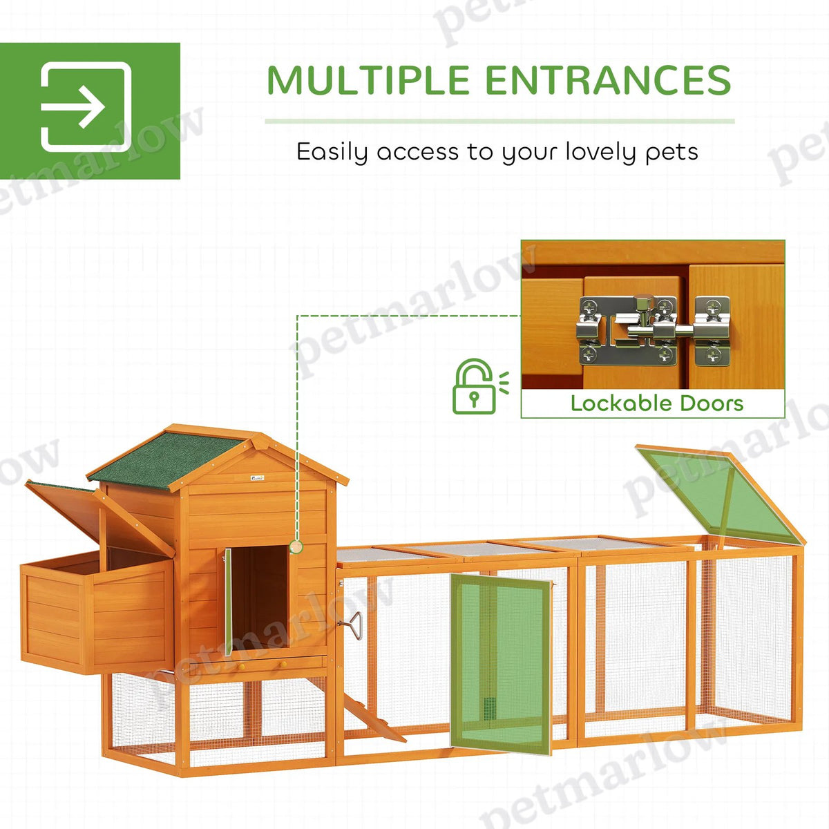 117" Extra Large Chicken Coop with Nesting Box and Slide-out Tray
