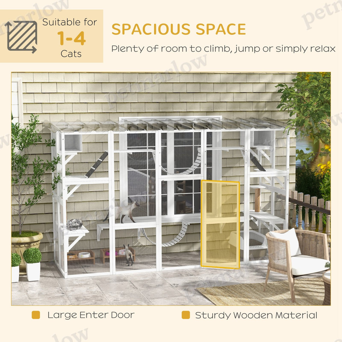 Large Outdoor Catio Cat Enclosure with Condos & Bridges – view 5