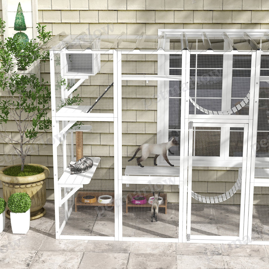 Large Outdoor Catio Cat Enclosure with Condos & Bridges – view 6