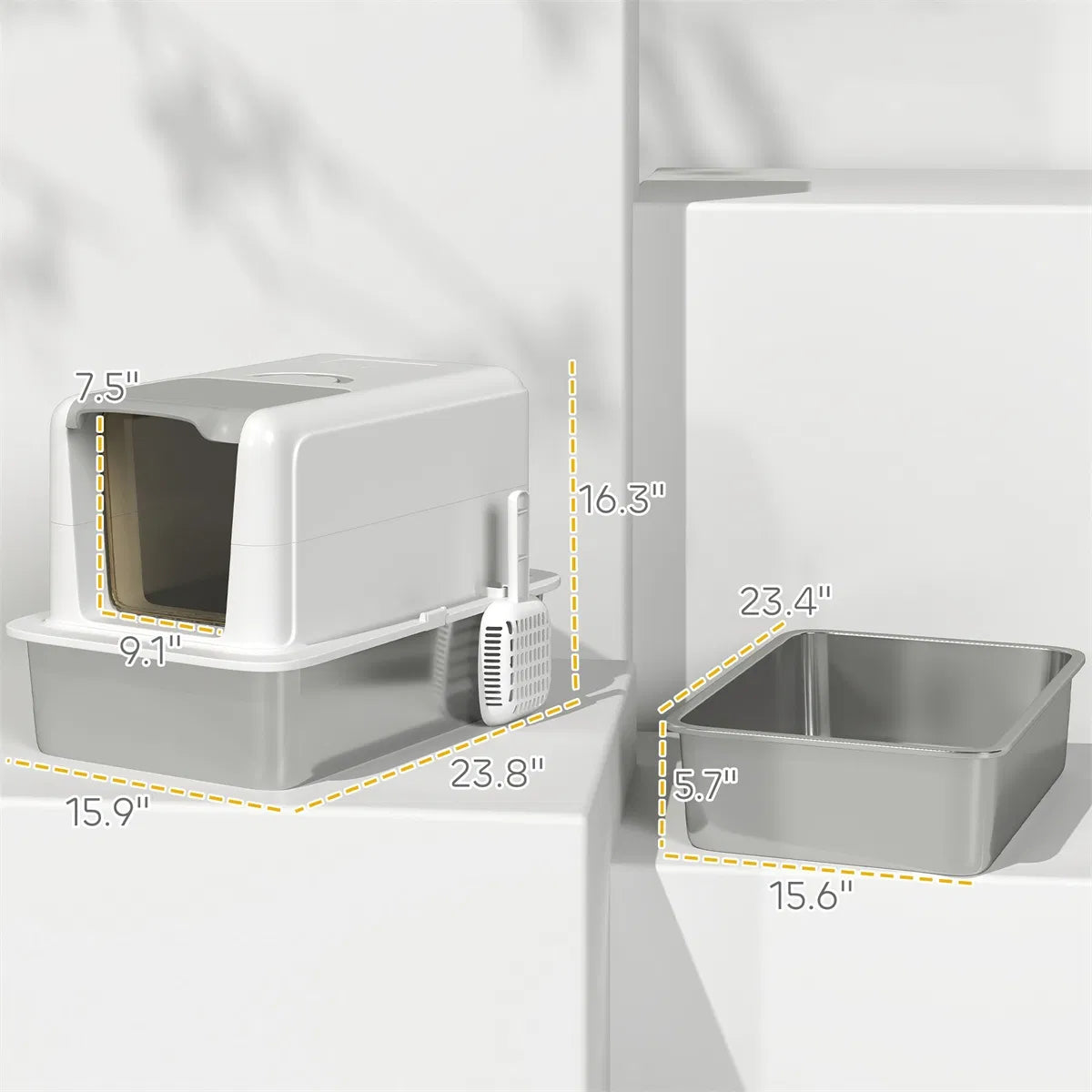 Cat Litter Box with Enclosed Design for Odor Control – view 8