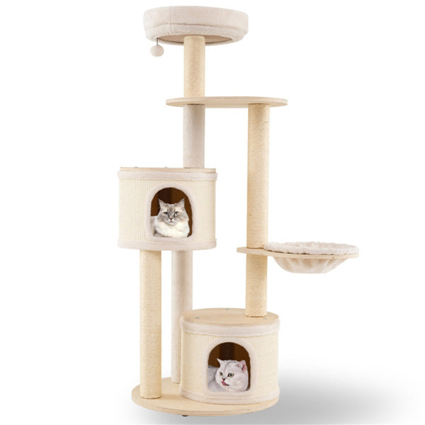 Wooden Cat Tree With Scratching Posts and Condos – view 10