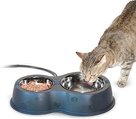 12oz/24oz Stainless Outdoor Heated Cat Food & Water Bowls for Outside Pets