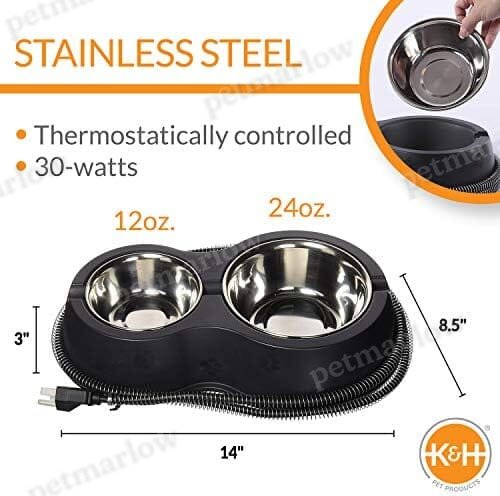 12oz/24oz Stainless Outdoor Heated Cat Food & Water Bowls for Outside Pets – view 3