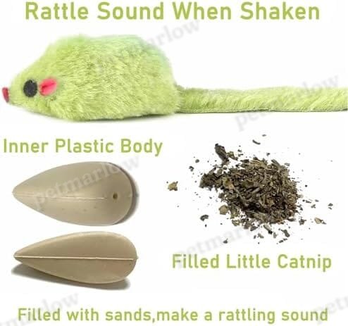 12PCS Faux Fur Cat Mice Toys with Plastic Body – view 3
