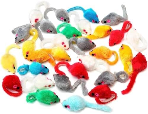 12PCS Faux Fur Cat Mice Toys with Plastic Body – view 7