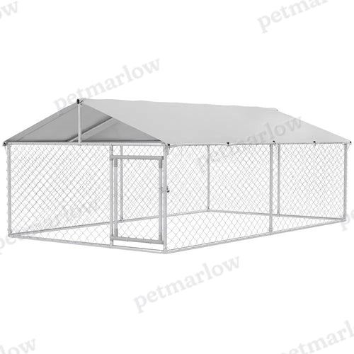 13.1' x 7.5' x 4.9' Outdoor Dog Kennel Dog Run with Waterproof, UV Resistant Cover for Medium Large Sized Dogs, Silver