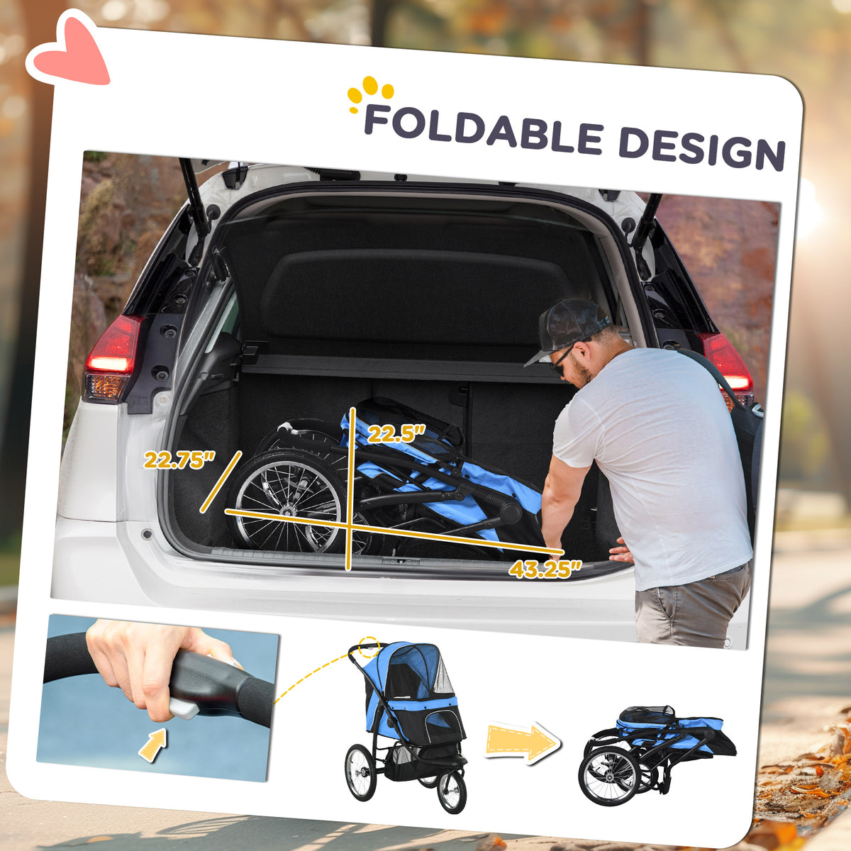 Pet Stroller for Small and Medium Dogs with Adjustable Canopy