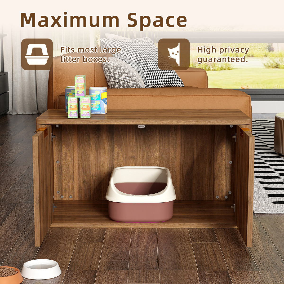 Walnut Cat Litter Box Enclosure Furniture – view 8