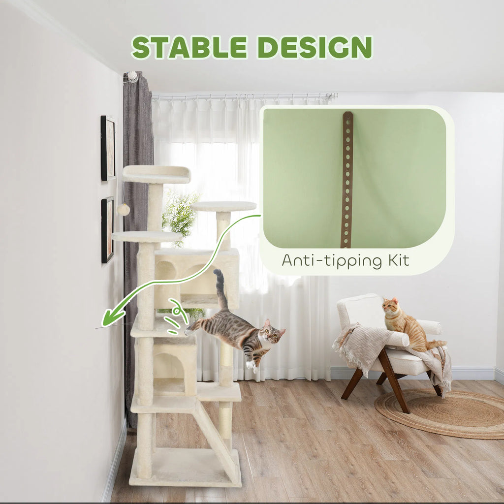 54" Multi-Level Cat Tree with Scratching Posts and Condos – view 7