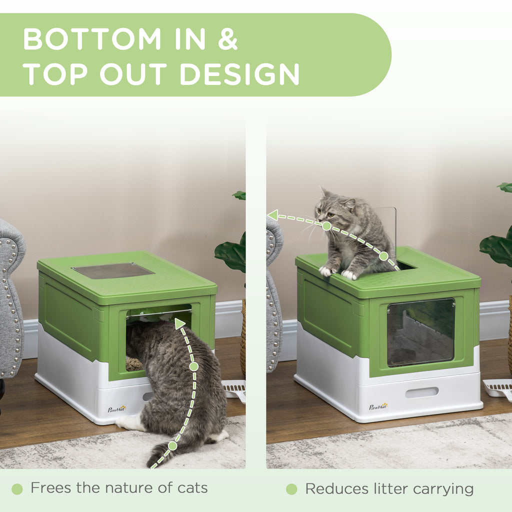 Fully Enclosed Cat Litter Box with Front Entry and Top Exit – view 8