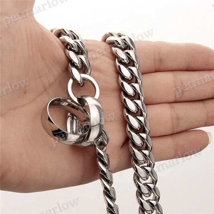 14mm Stainless Steel Dog Chain Collar Metal Training Type P Pet Collar – view 6