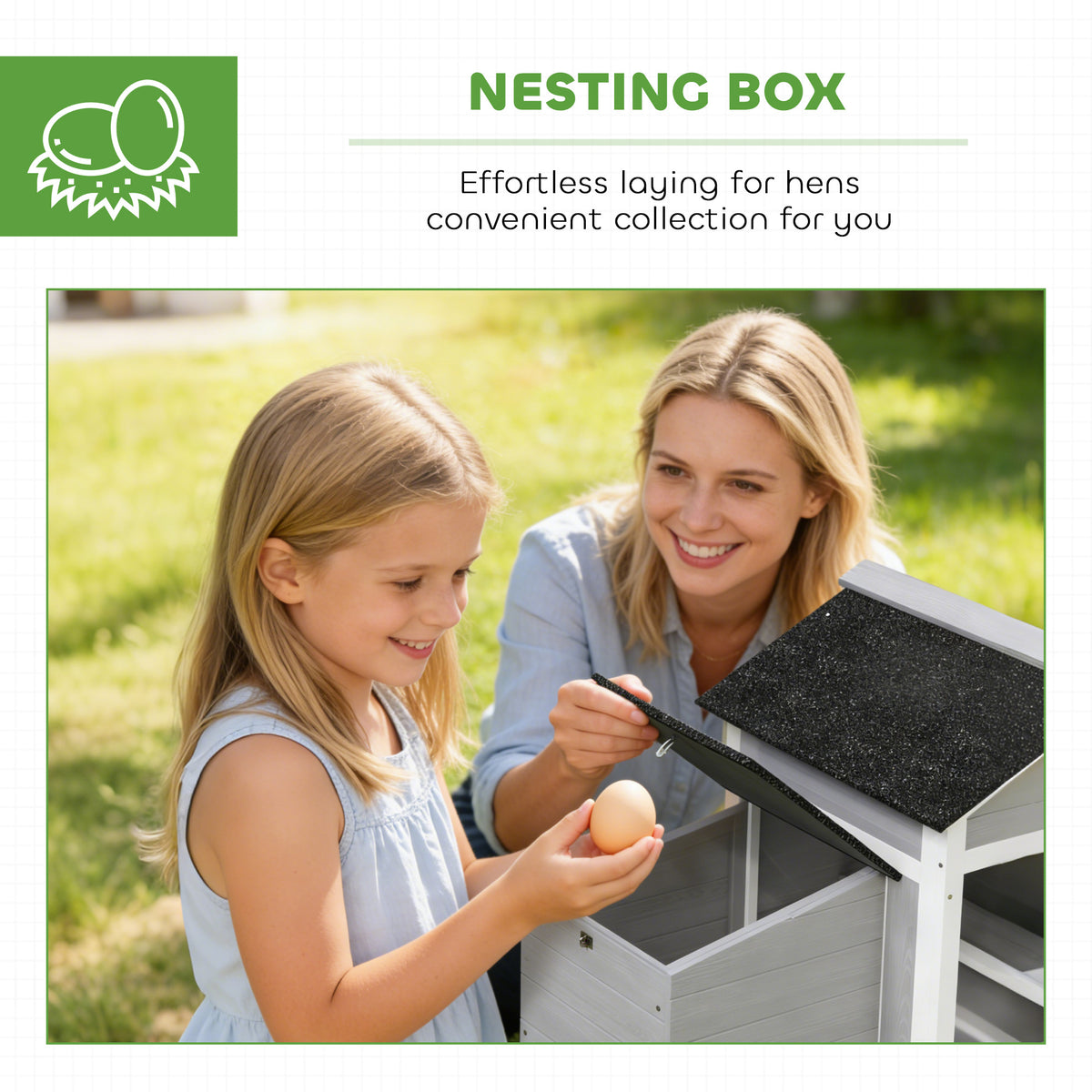 Wooden Chicken Coop with Nesting Box and Pull-Out Tray – view 7