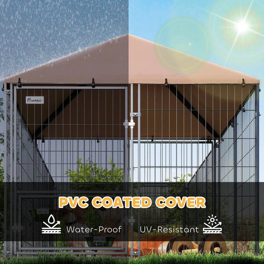 Outdoor Dog Kennel with Adjustable Height Bowls and UV Cover – view 7