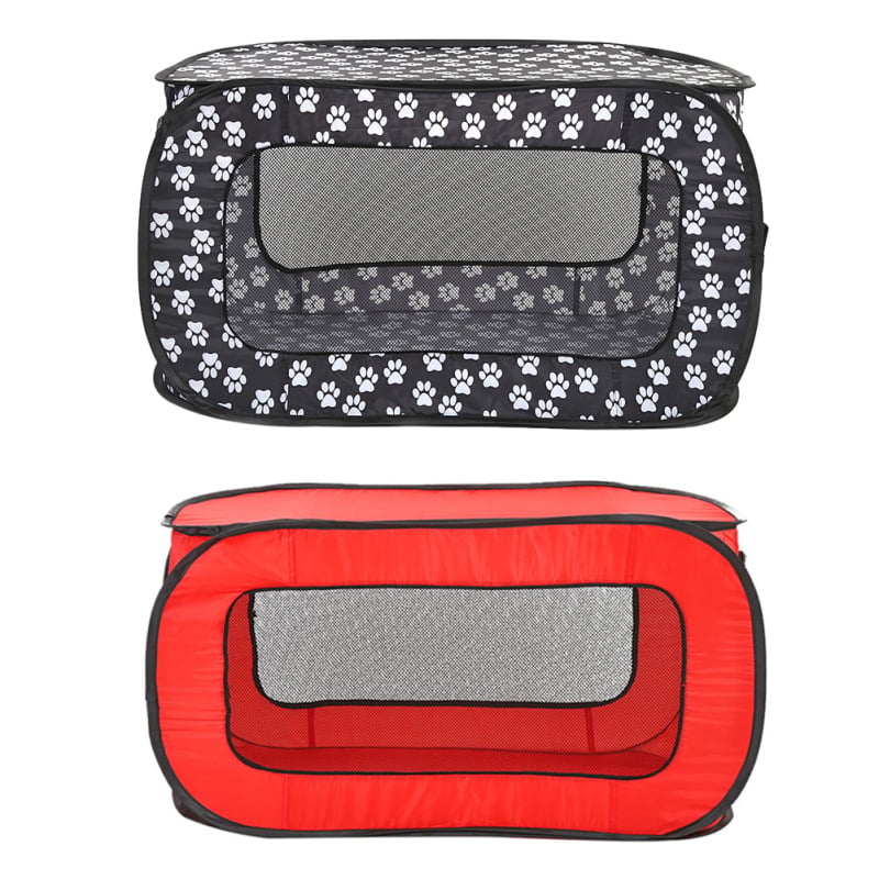 Foldable Fabric Dog Crate with Paw Print Pattern - Portable and Well-Ventilated – view 8