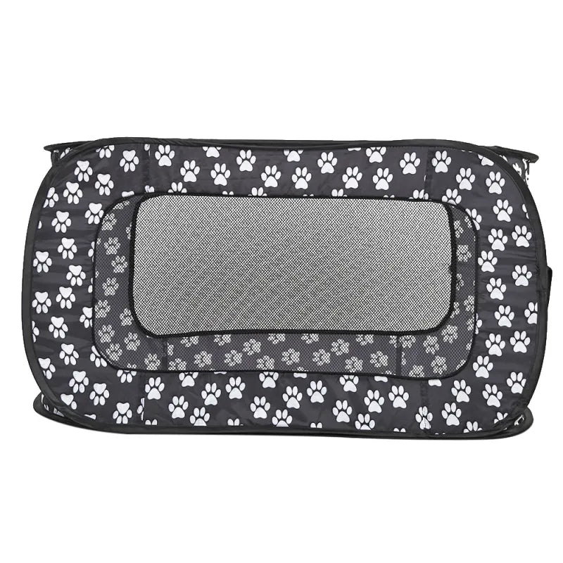 Foldable Fabric Dog Crate with Paw Print Pattern - Portable and Well-Ventilated – view 9