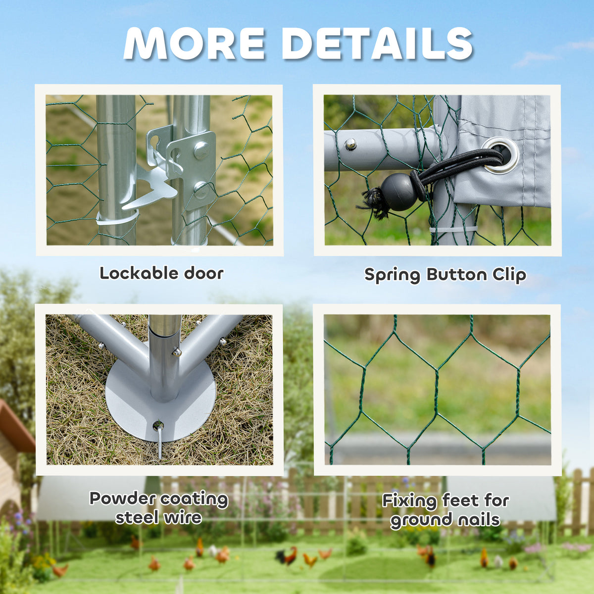 Large Metal Chicken Coop with Waterproof Cover for Small Animals – view 7