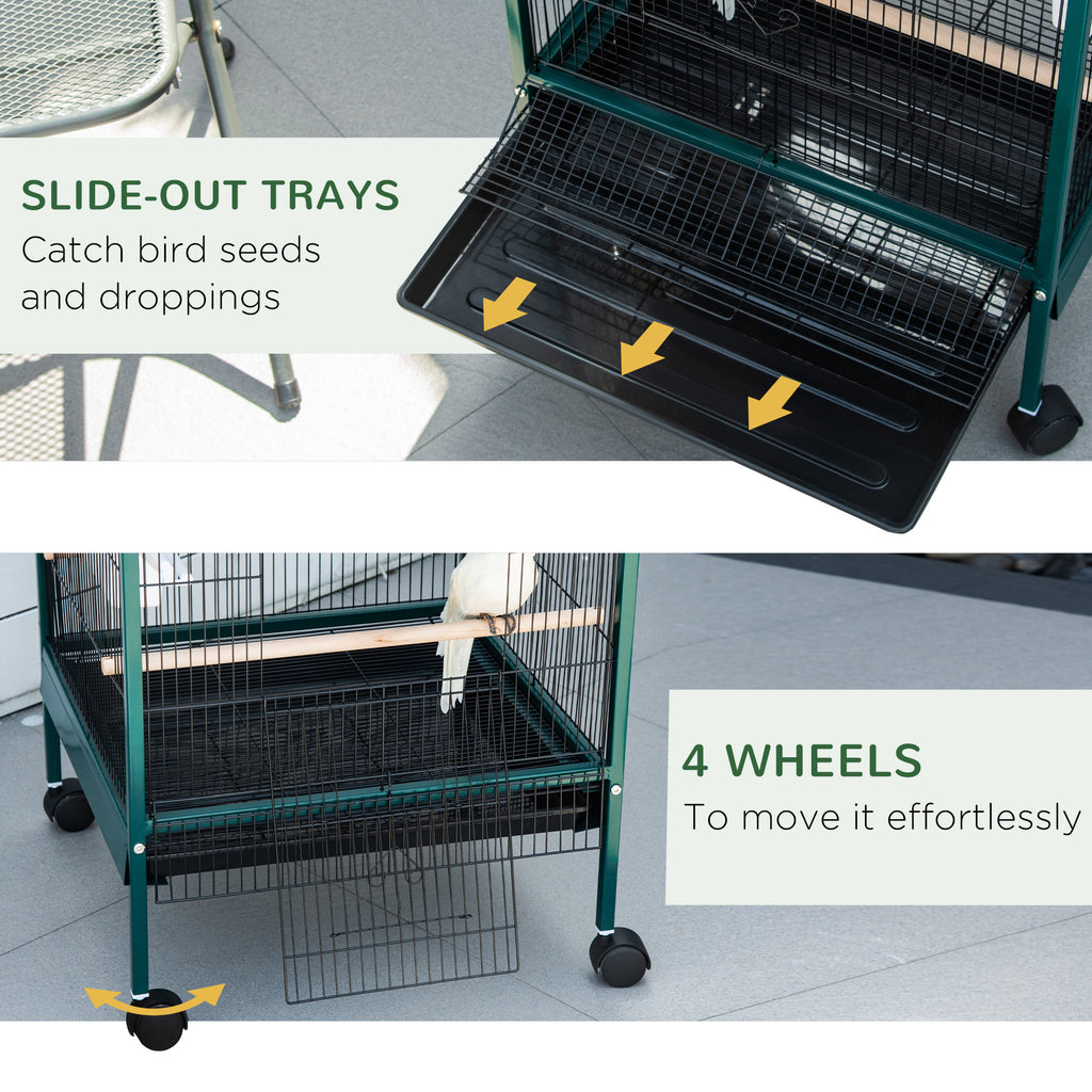 Large Indoor Bird Cage with Multi-Door Access and Wheels – view 9