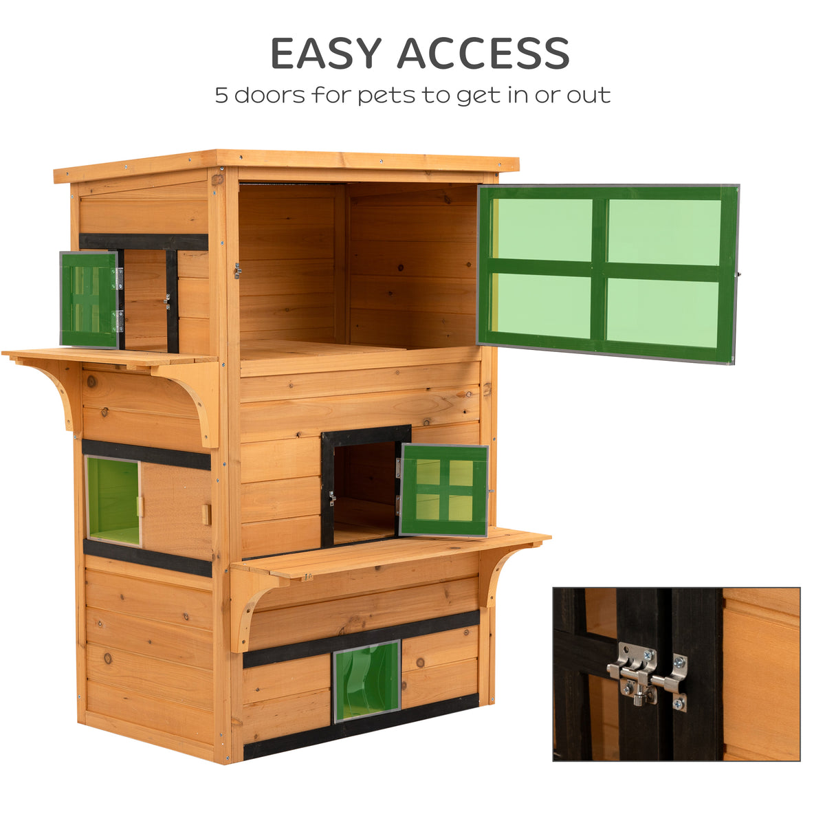 3-Tier Outdoor Cat House with Escape Doors – view 9