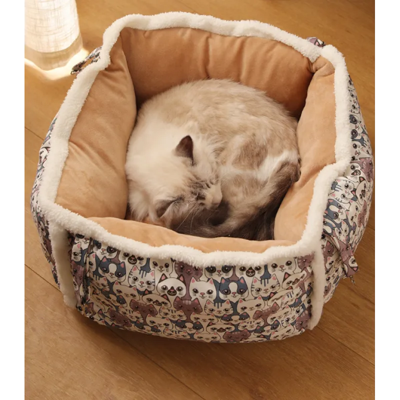 Cat Resting Bed with Cat Pattern – Soft and Comfortable Cat Bed – view 12