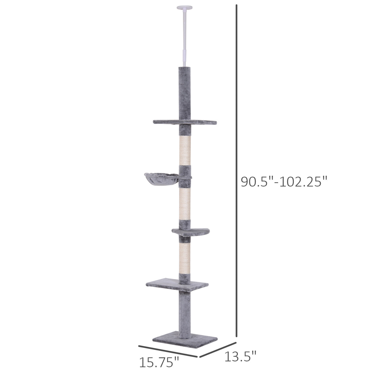 Adjustable Height Cat Tree with Scratching Posts and Hammock – view 8