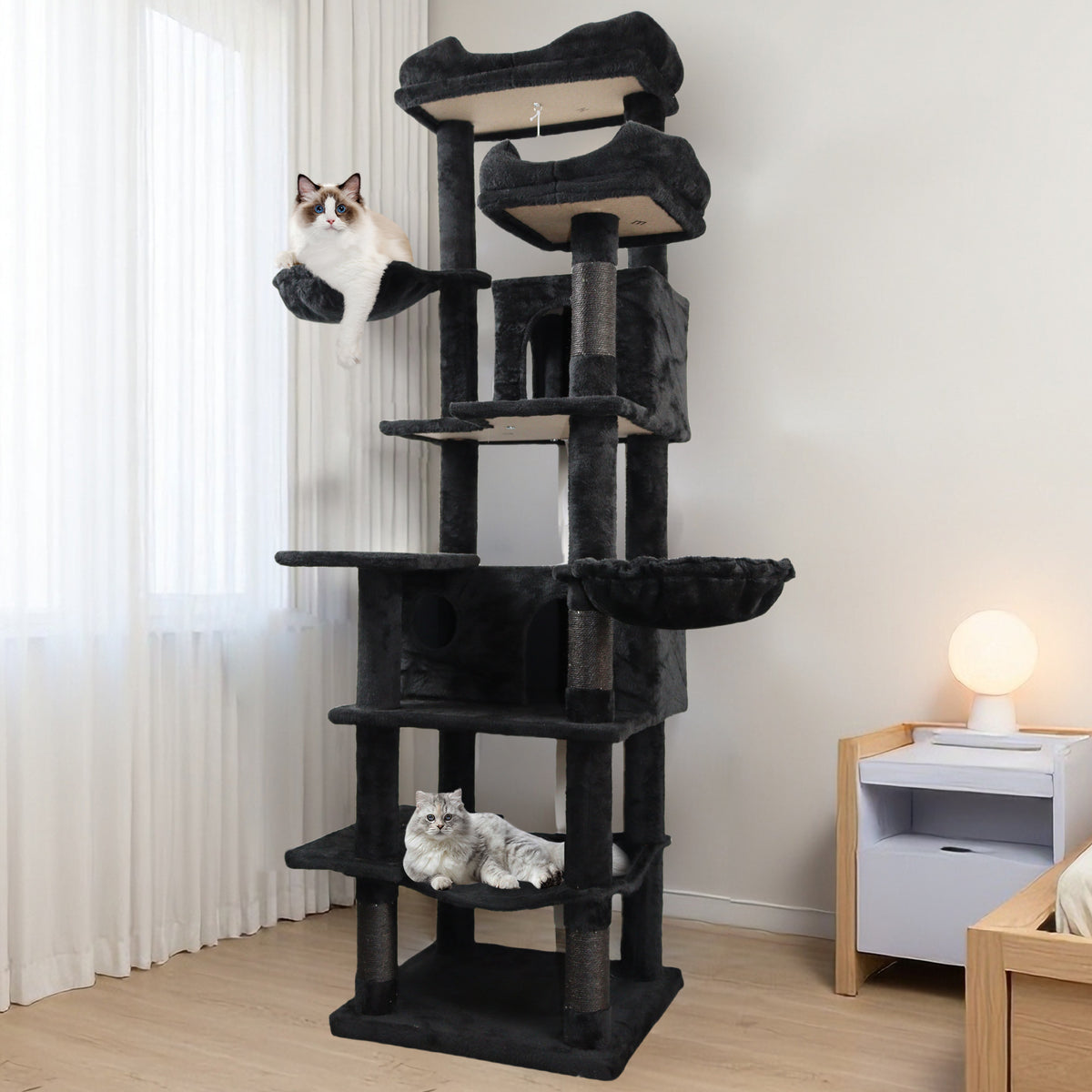 68-Inch Tall Multi-Level Cat Tree with Hammocks – view 8