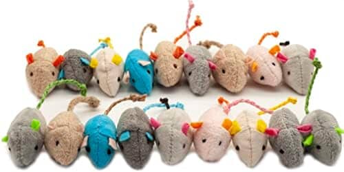 18-Pack Plush Catnip-Filled Mice Toys for Indoor Cats