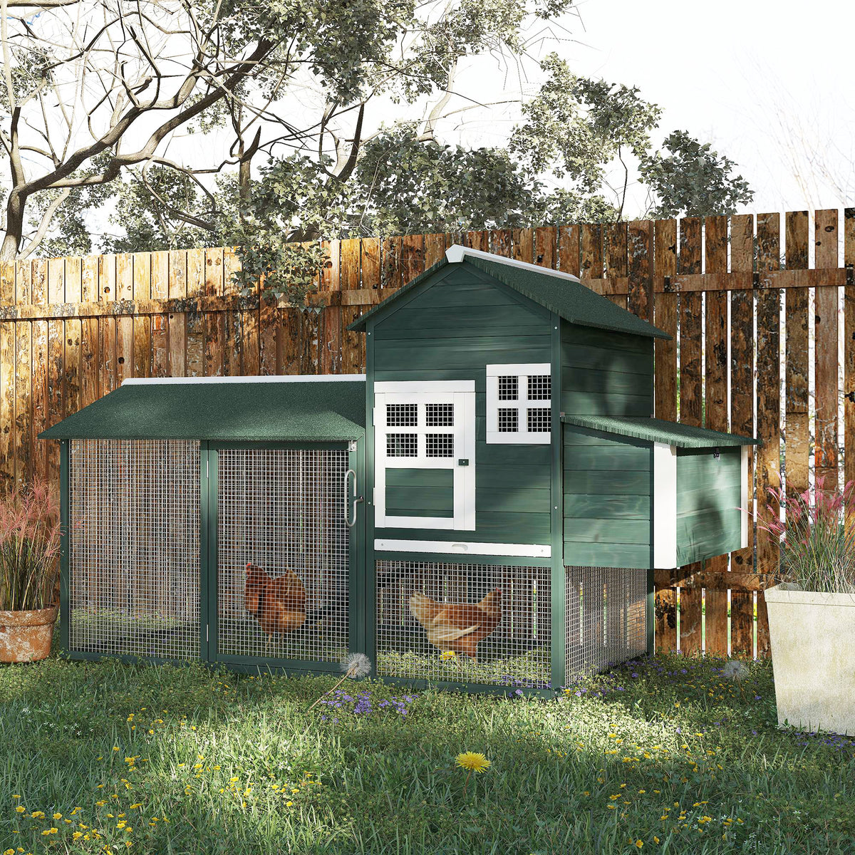 Wooden Chicken Coop with Run and Nesting Box – view 9