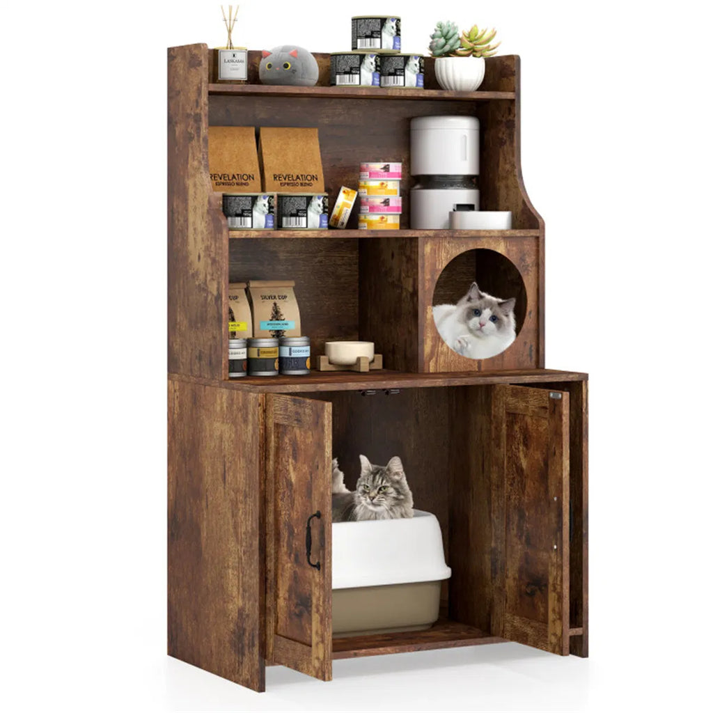 Wooden Cat Litter Box Enclosure with Storage – view 7
