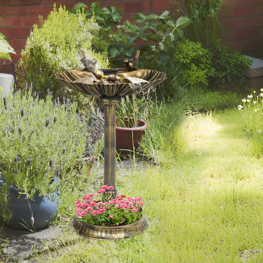 32" Decorative Bird Bath with Planter and Bird Statues – view 8