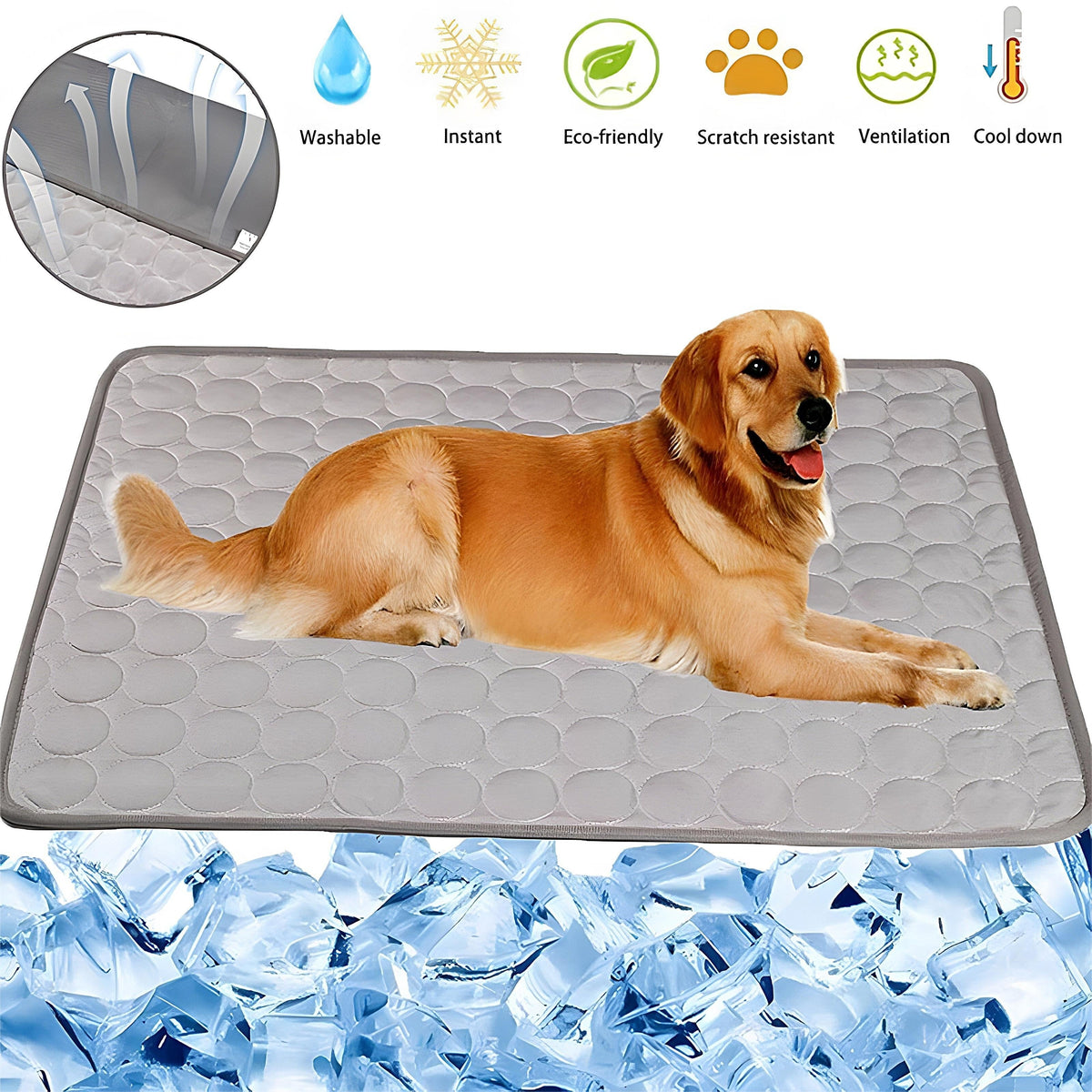 Dog Cooling Mat Cooling Pad For Pets Chilly Pad For Kennels, Crates, Cars, Indoor & Outdoor Ice Silk Mat – view 13