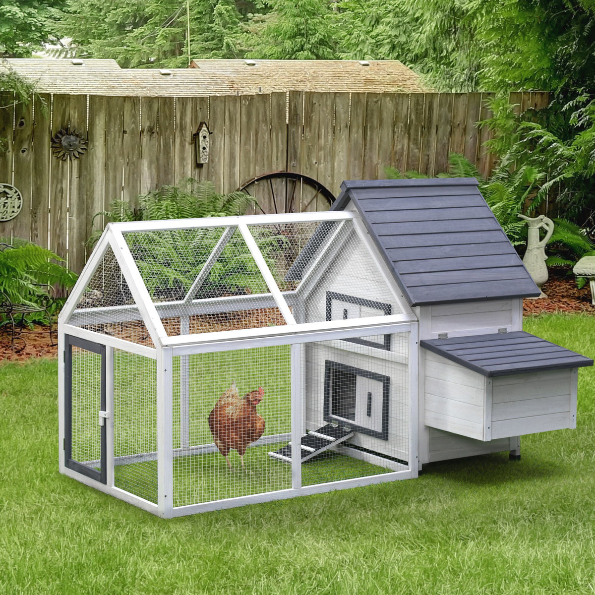 Wooden Chicken Coop with Nesting Box and Ramp – view 8