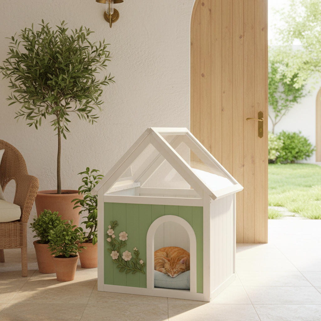 Cedar Indoor Cat House with Acrylic Roof – view 12