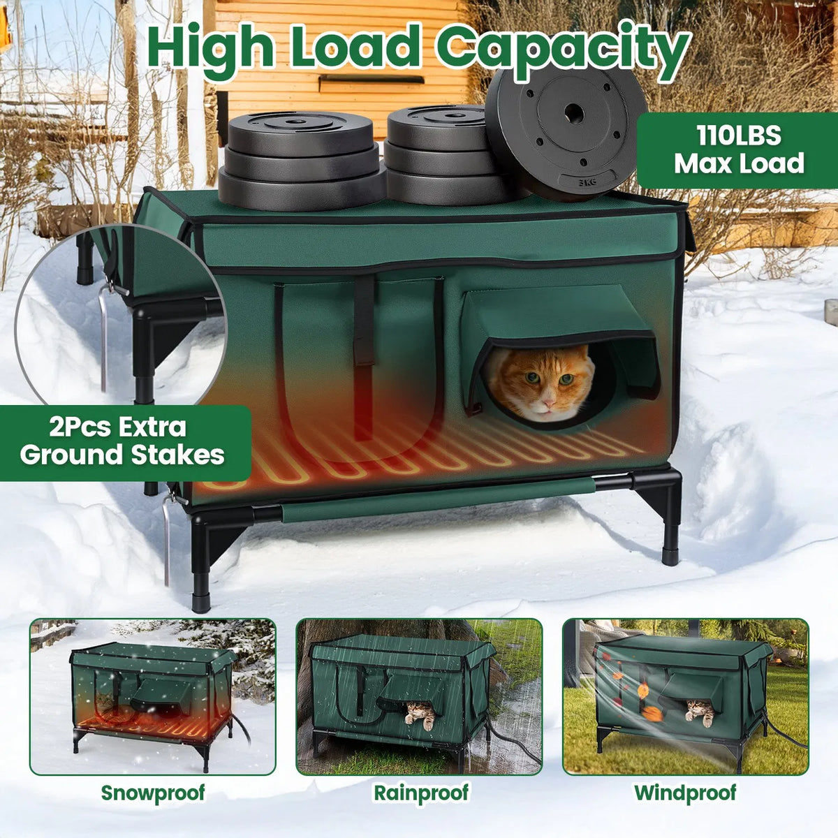 Waterproof Heated Cat House Outdoor Shelter – view 14