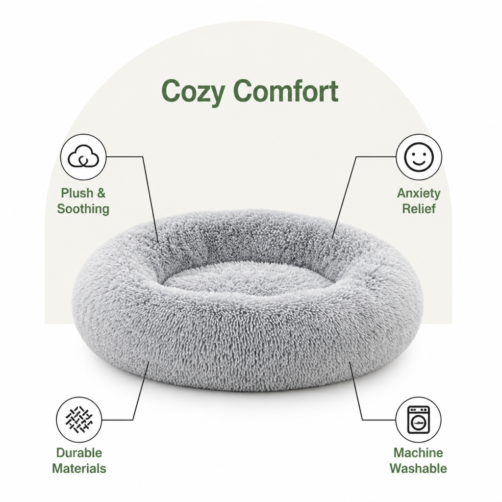 Petmarlow Calming Plush Donut Dog Bed – view 16