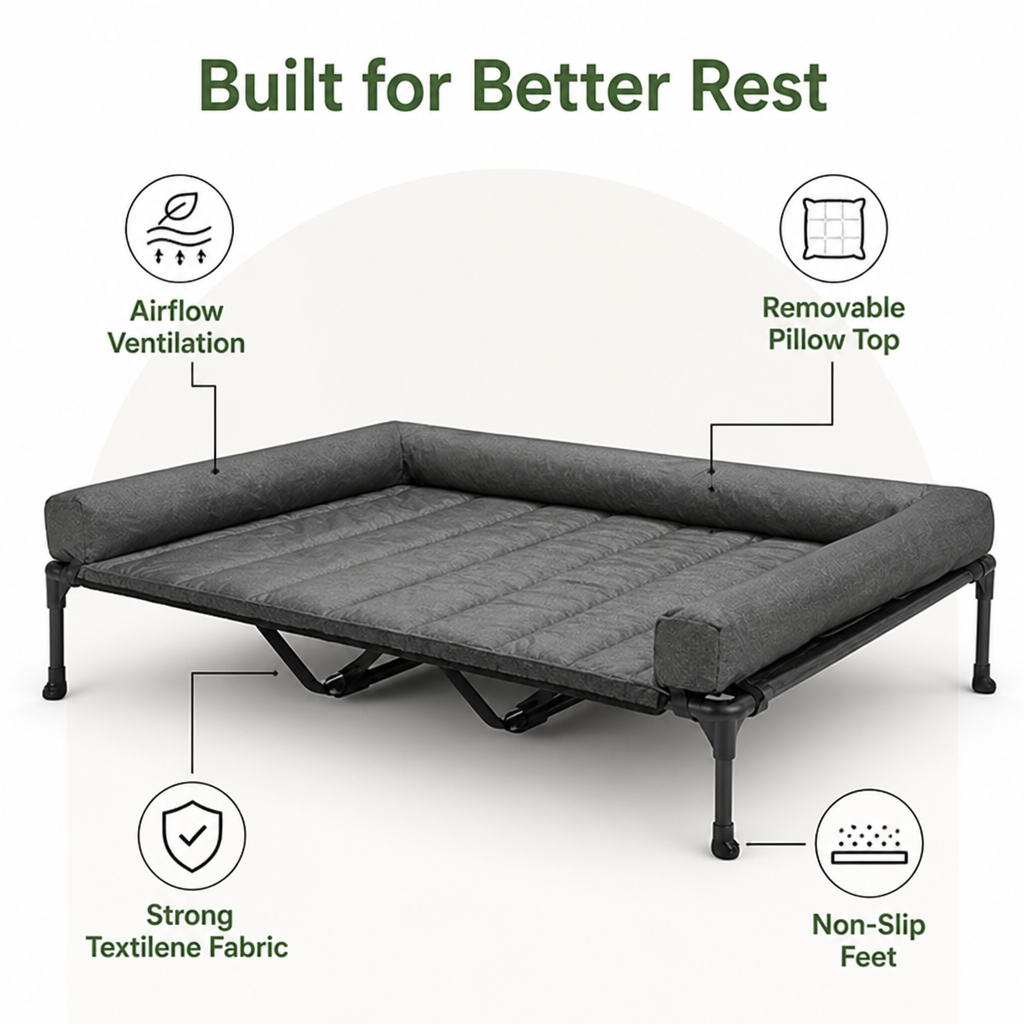Petmarlow Elevated Cooling Mesh Dog Bed (Removable Pillow-Top) – view 7