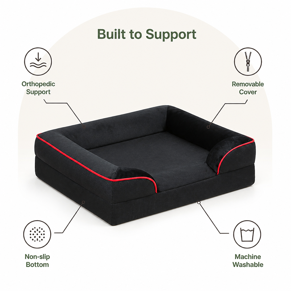 Petmarlow Orthopedic Egg-Crate Foam & Non-Slip Dog Bed (Removable Washable Cover) – view 12