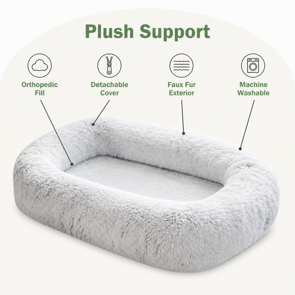 Petmarlow Orthopedic & Washable Faux Fur Human Dog Bed (Detachable Cover) – view 13