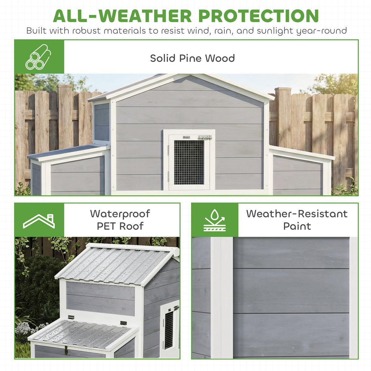 Large Chicken Coop with Nesting Boxes and Removable Tray – view 7