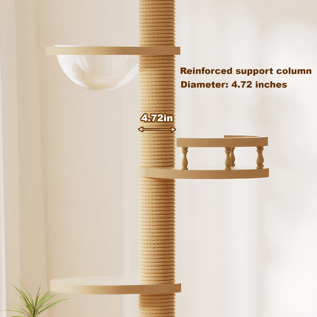 Floor to Ceiling Cat Tree with Scratching Post and Condo Bed – view 8