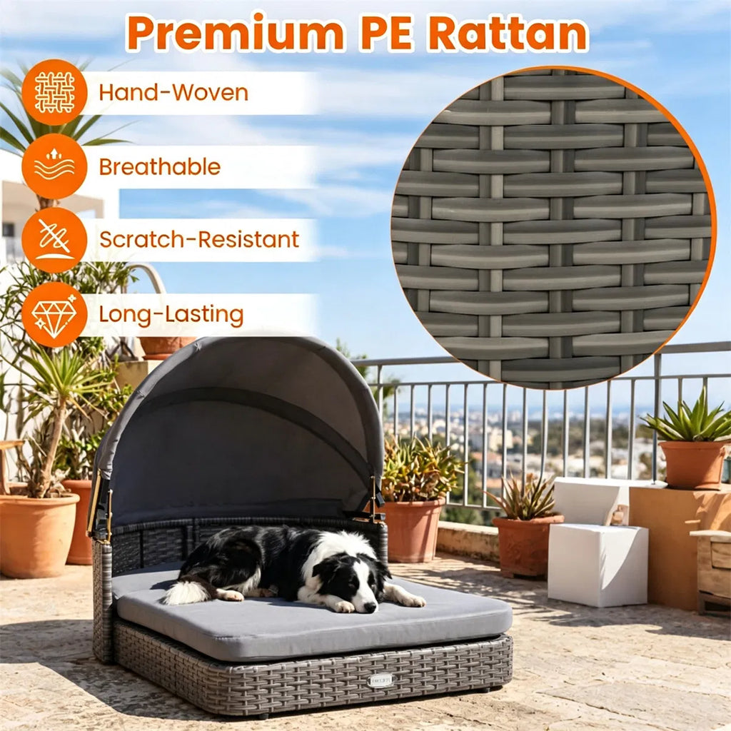 Hand-Woven PE Rattan Dog Bed with Canopy – view 12