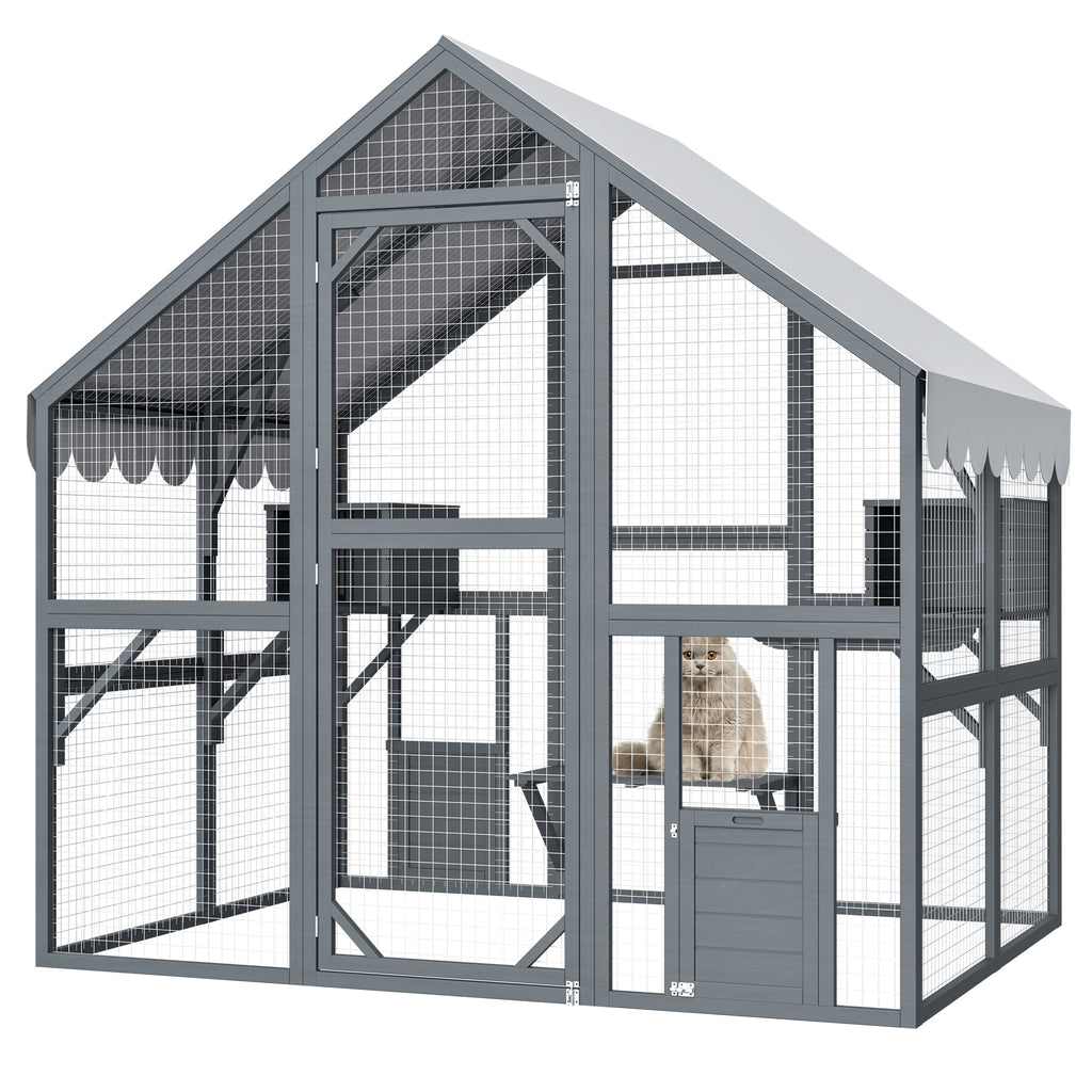 Large Outdoor Cat House with Cozy Resting Areas – view 9