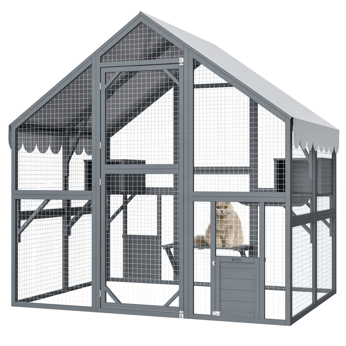 Large Outdoor Cat House with Cozy Resting Areas – view 9