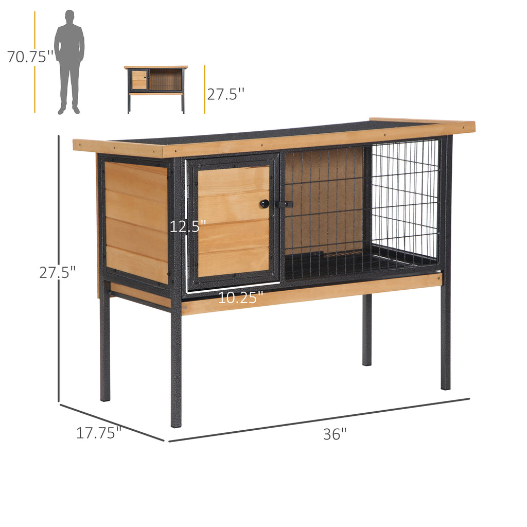 Rabbit Hutch Elevated Small Animal Habitat with Metal Frame – view 9