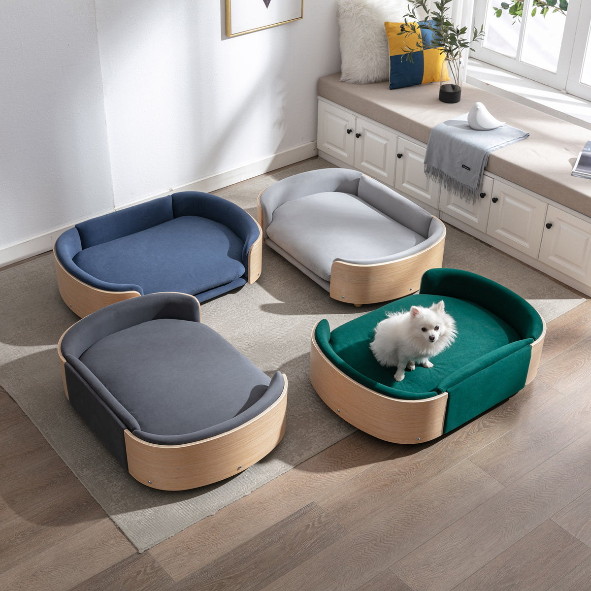 Elevated Dog Bed Sofa with Solid Wood Legs and Velvet Cushion – view 9