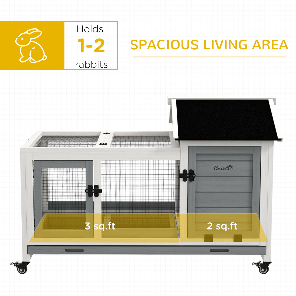 Wooden Rabbit Hutch with Wheels and Slide-out Tray – view 8