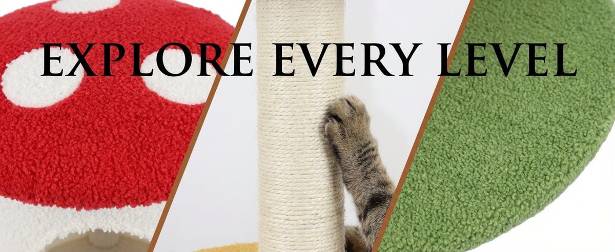 Mushroom Cat Tree with Condo and Plush Perches – view 10