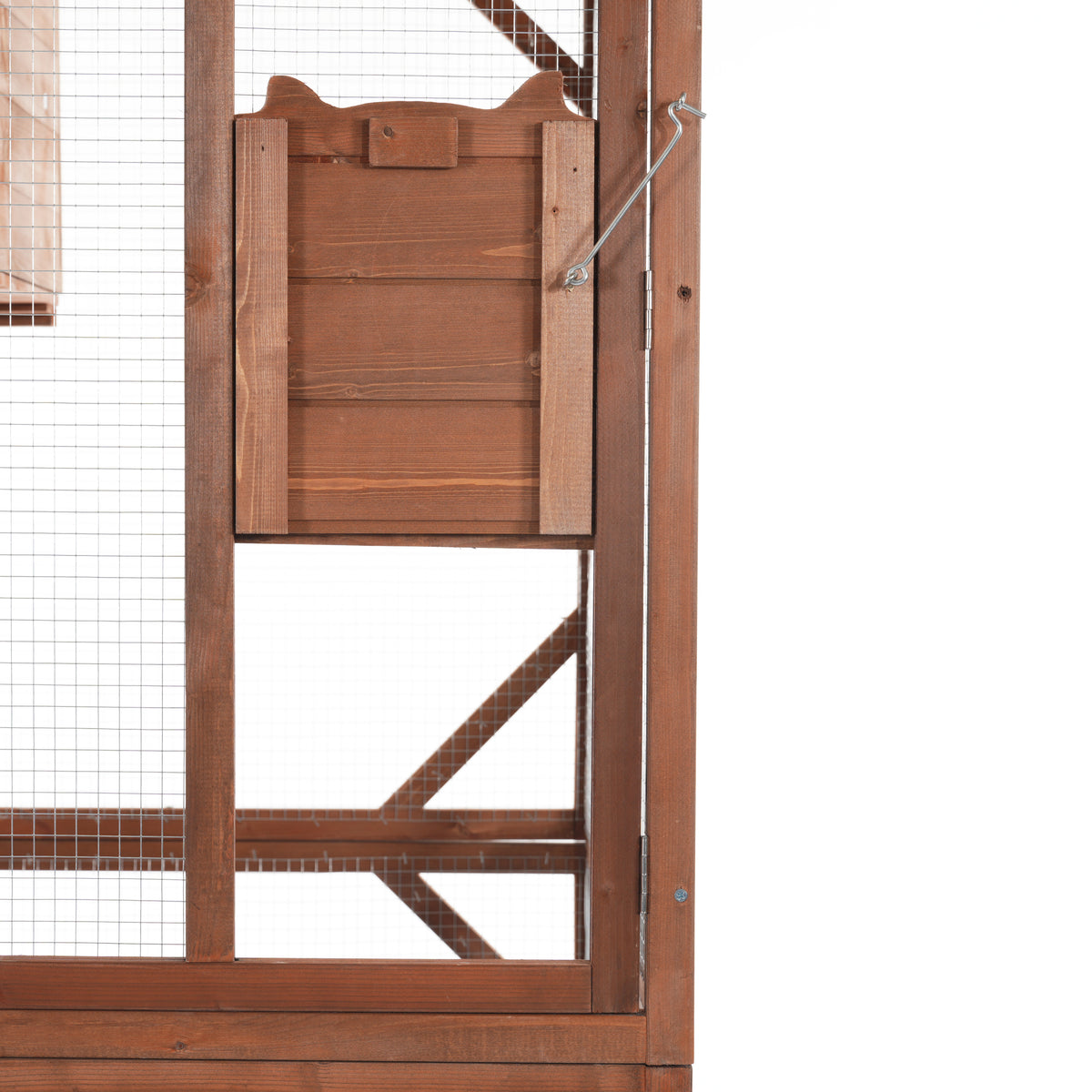Large 2-Tier Outdoor Wooden Cat Enclosure with Lockable Wheels – view 7