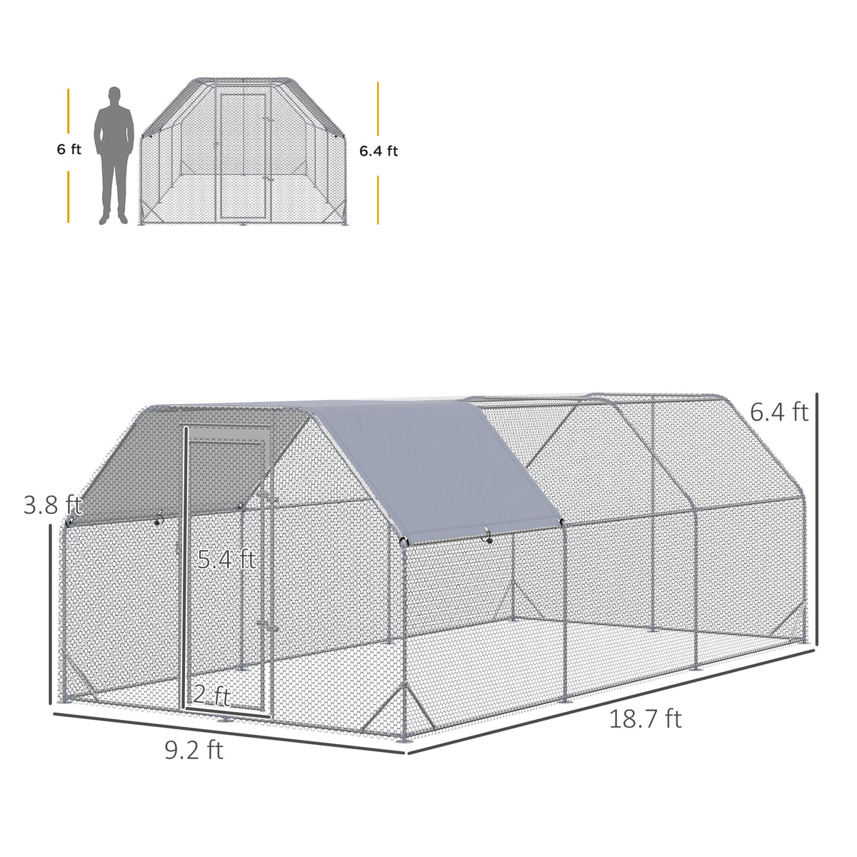 Large Chicken Coop with Waterproof Cover for Poultry – view 9